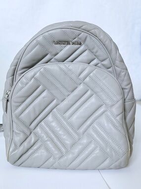 Michael Kors Cream Quilted Leather Backpack Used Condition